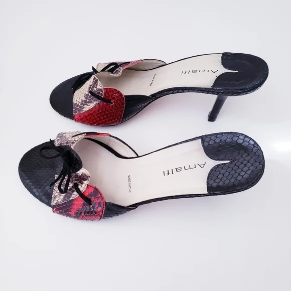 Vintage Amalfi Snakeprint Leather Slip-on Heels - Picture 6 of 14